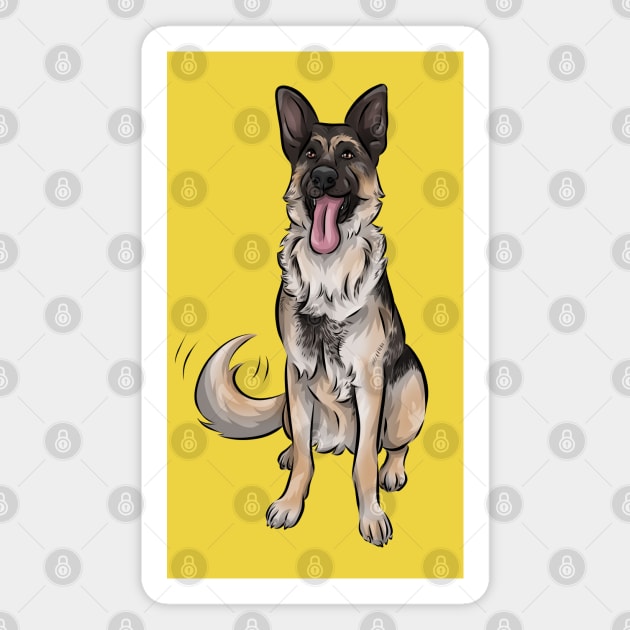 Cute German Shepherd Dog Magnet by Shirin Illustration